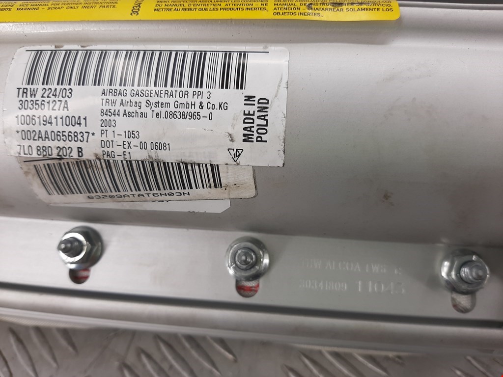 Подушка безопасности пассажирская (в торпедо) PORSCHE Cayenne 955/957 2002-2010