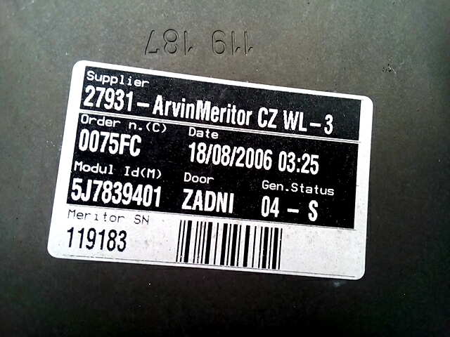 Стеклоподъемник задний левый SKODA Roomster 2006-2015