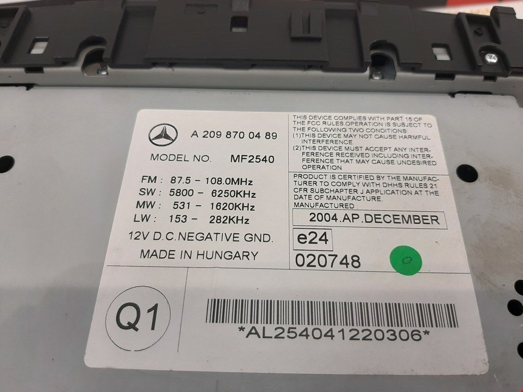 Магнитола MERCEDES-BENZ CLK-Class W209 2002-2009