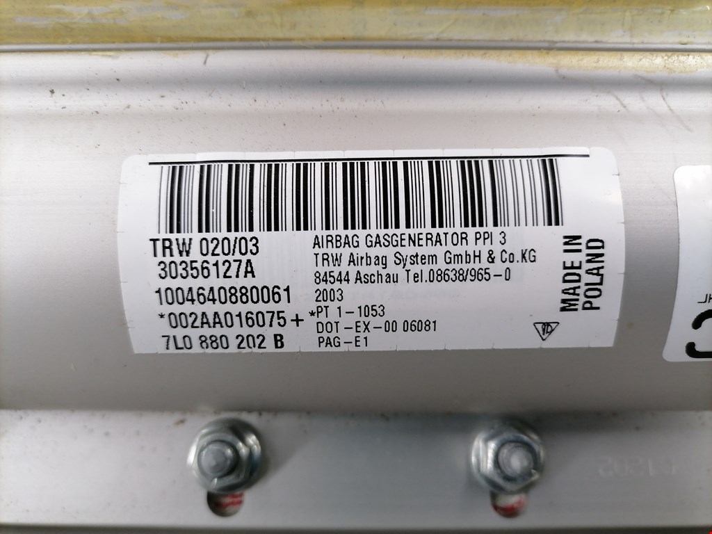 Подушка безопасности пассажирская (в торпедо) PORSCHE Cayenne 955/957 2002-2010