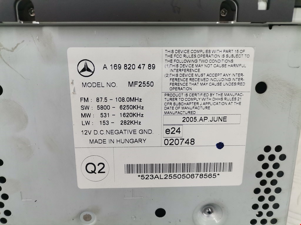 Магнитола MERCEDES-BENZ B-Class W245 2005-2011