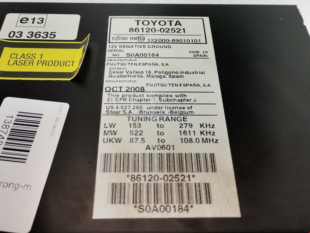 Магнитола TOYOTA Auris E150 2006-2012