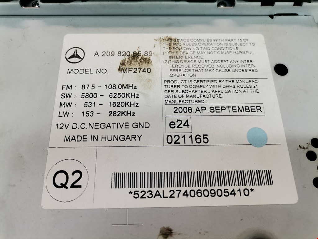 Магнитола MERCEDES-BENZ CLK-Class W209 2002-2009