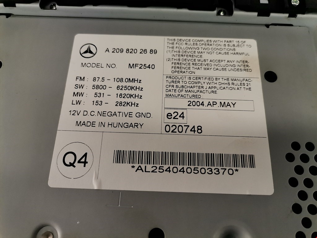 Магнитола MERCEDES-BENZ CLK-Class W209 2002-2009