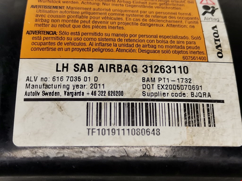 Подушка безопасности боковая (в сиденье) VOLVO S60 II 2010-2018