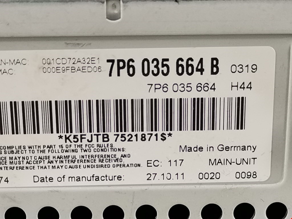 Ченджер компакт дисков VOLKSWAGEN Touareg 2010-2018