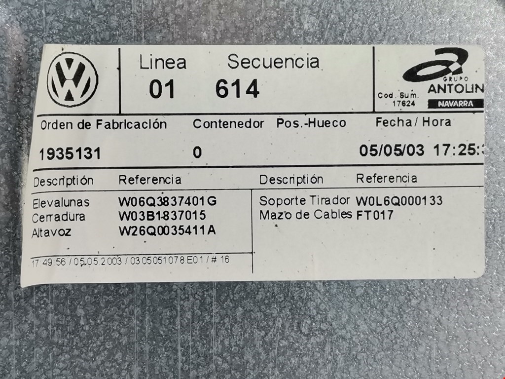 Стеклоподъемник передний левый VOLKSWAGEN Polo IV 2001-2009