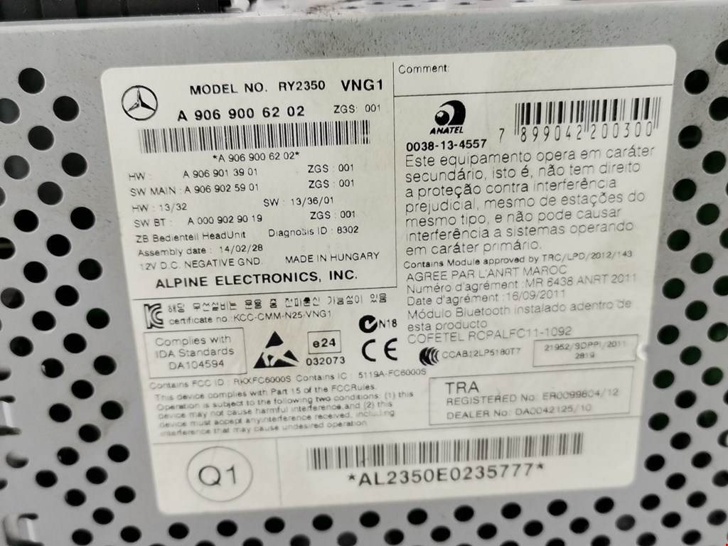 Магнитола MERCEDES-BENZ Sprinter 906 2006-2018