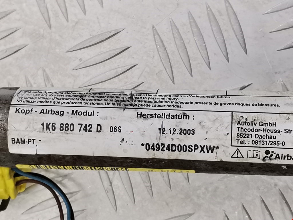 Подушка безопасности боковая (шторка) VOLKSWAGEN Golf V 2003-2009