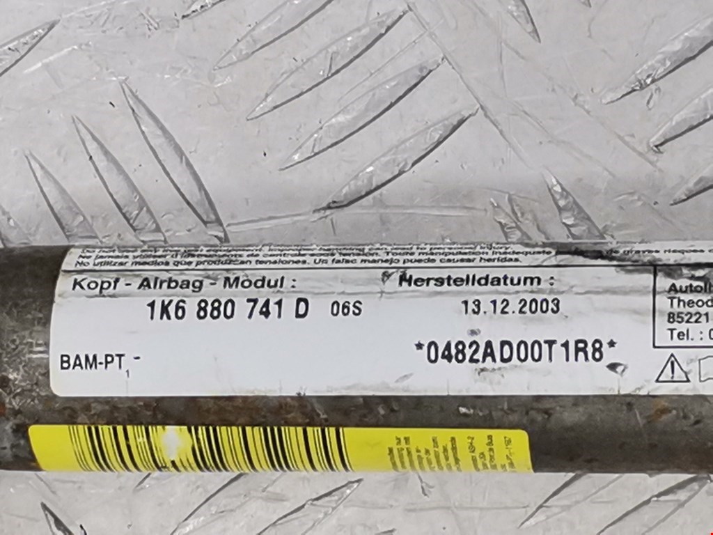 Подушка безопасности боковая (шторка) VOLKSWAGEN Golf V 2003-2009