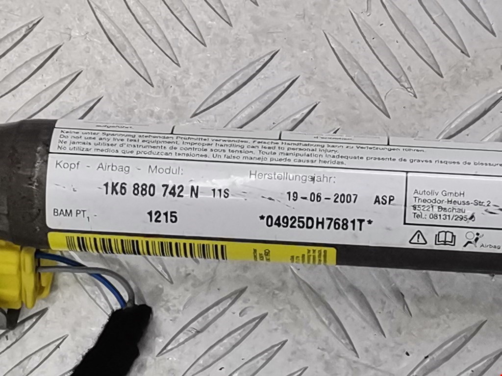 Подушка безопасности боковая (шторка) VOLKSWAGEN Golf V 2003-2009