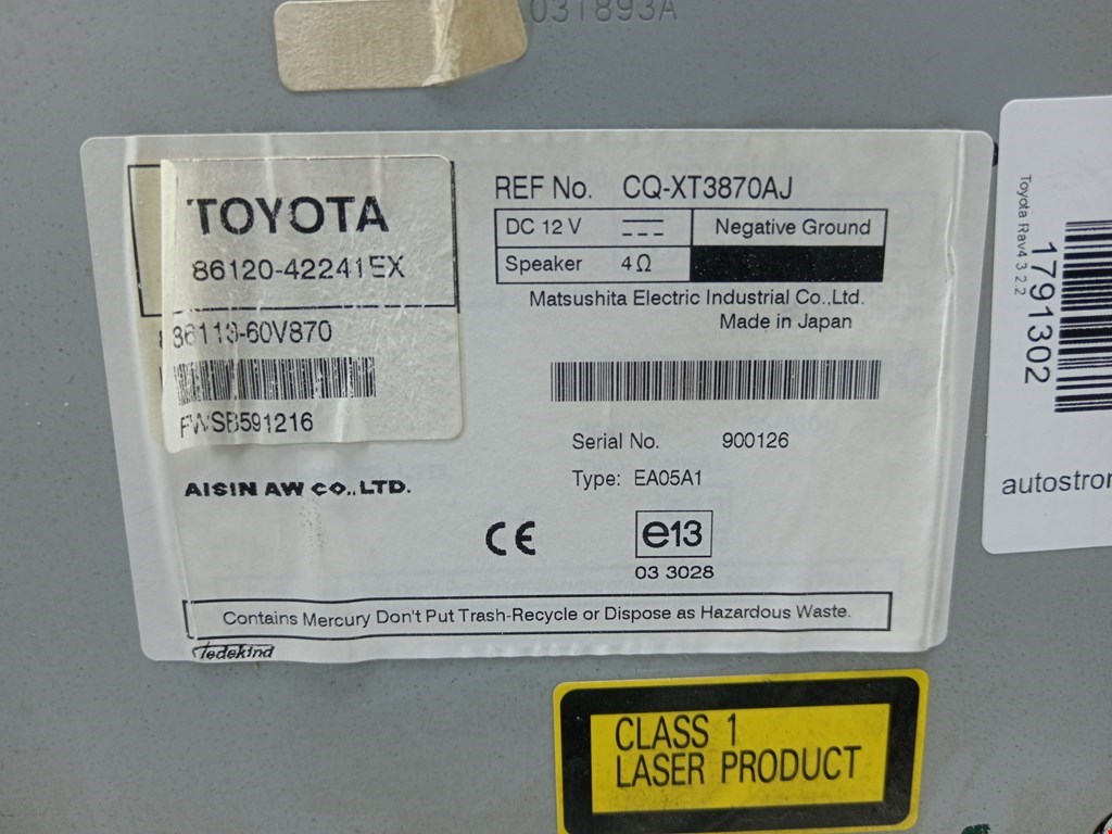 Магнитола TOYOTA RAV 4 XA30 2006-2012