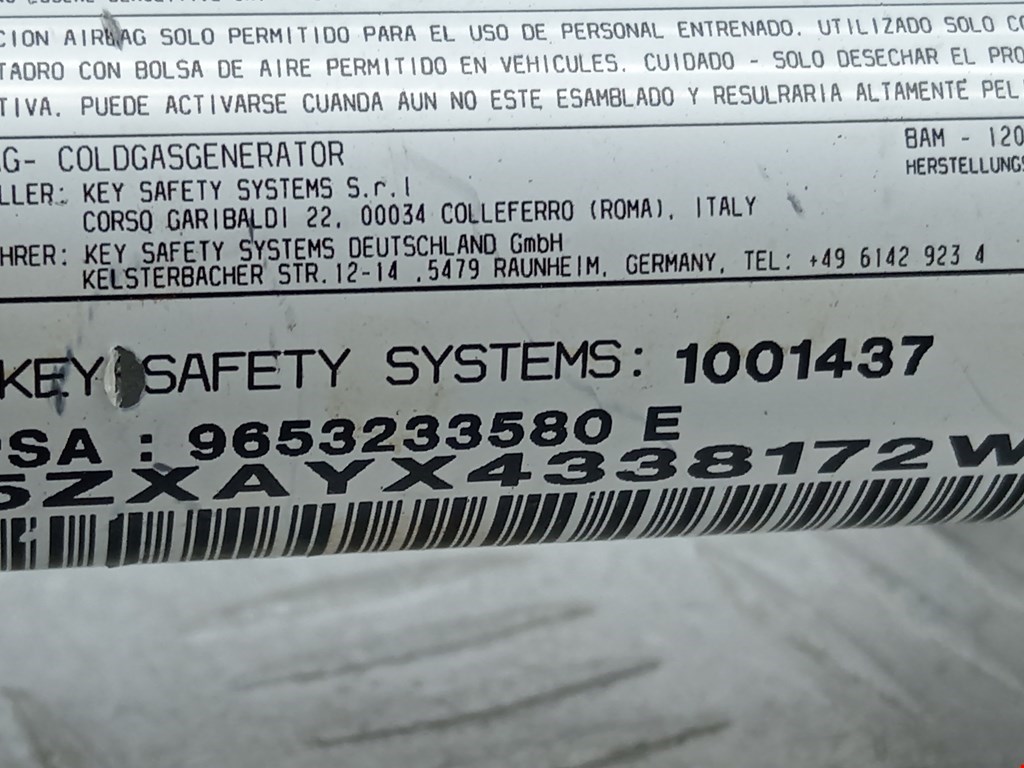 Подушка безопасности боковая (шторка) PEUGEOT 307 2001-2008