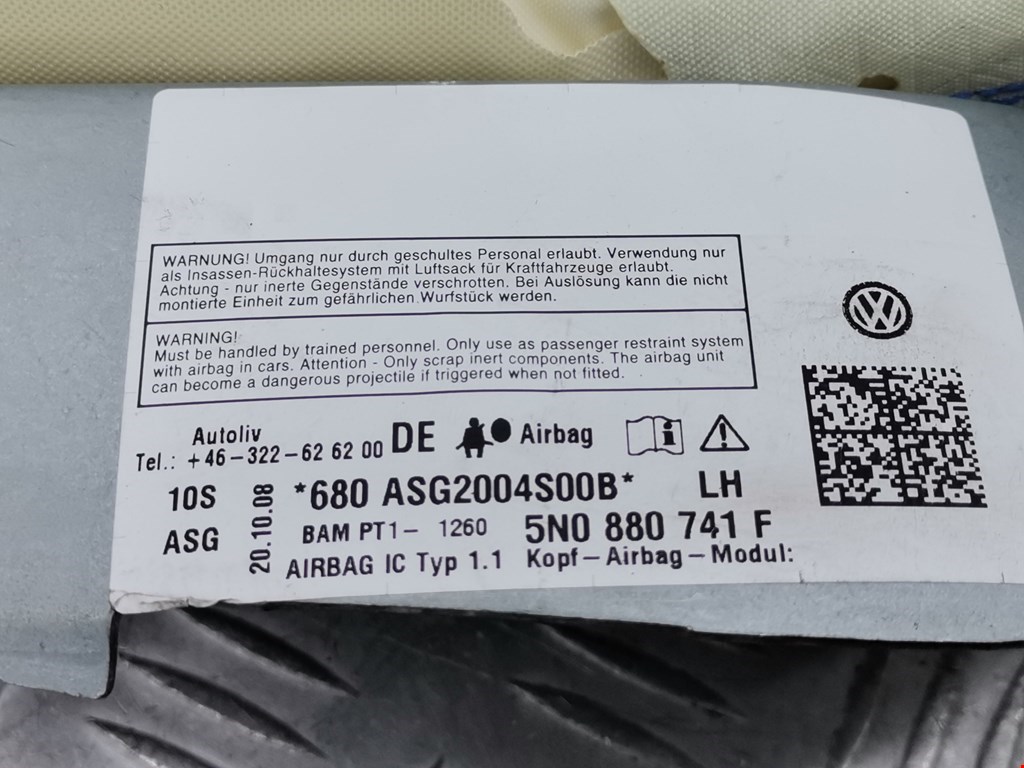 Подушка безопасности боковая (шторка) VOLKSWAGEN Tiguan 2007-2016