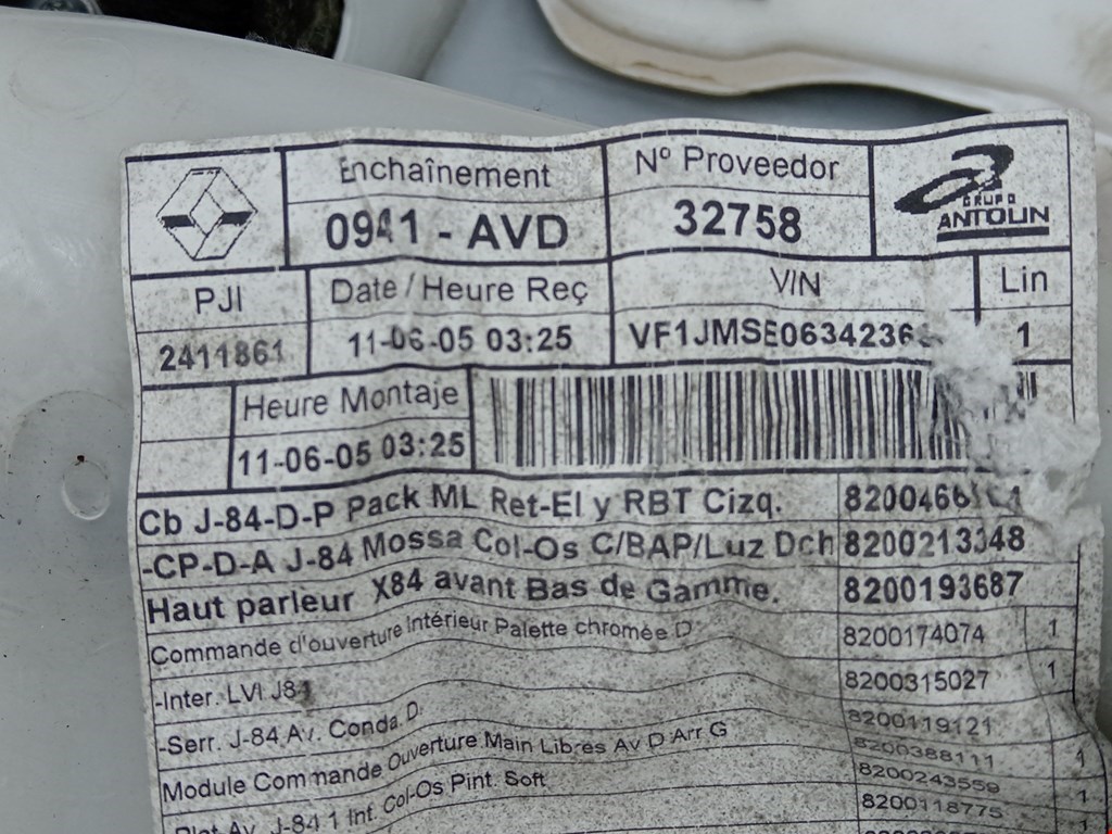 Обшивка двери передняя правая RENAULT Scenic II 2003-2010