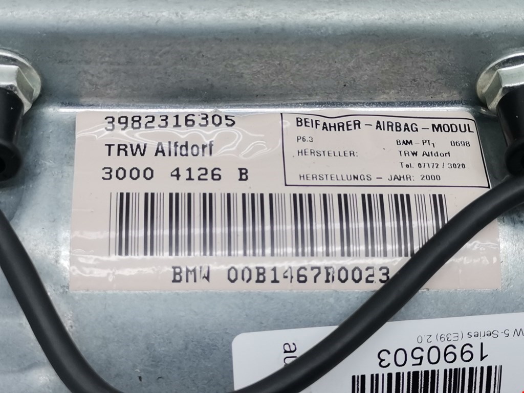 Подушка безопасности пассажирская (в торпедо) BMW 5er 5 серия E39 1995-2004