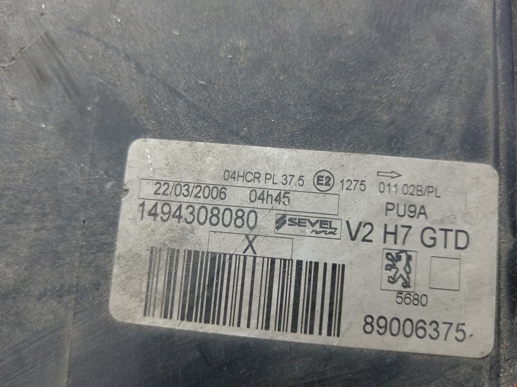 Фара левая PEUGEOT 807 2002-2014