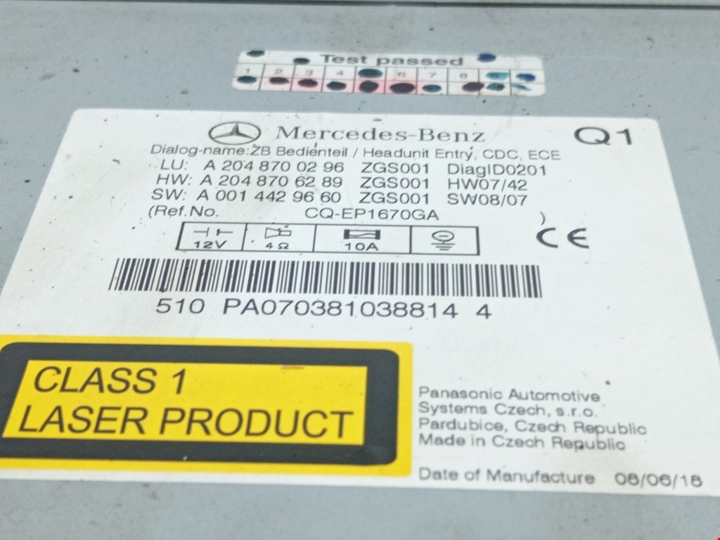 Магнитола MERCEDES-BENZ C-Class C-klasse W204 2007-2015