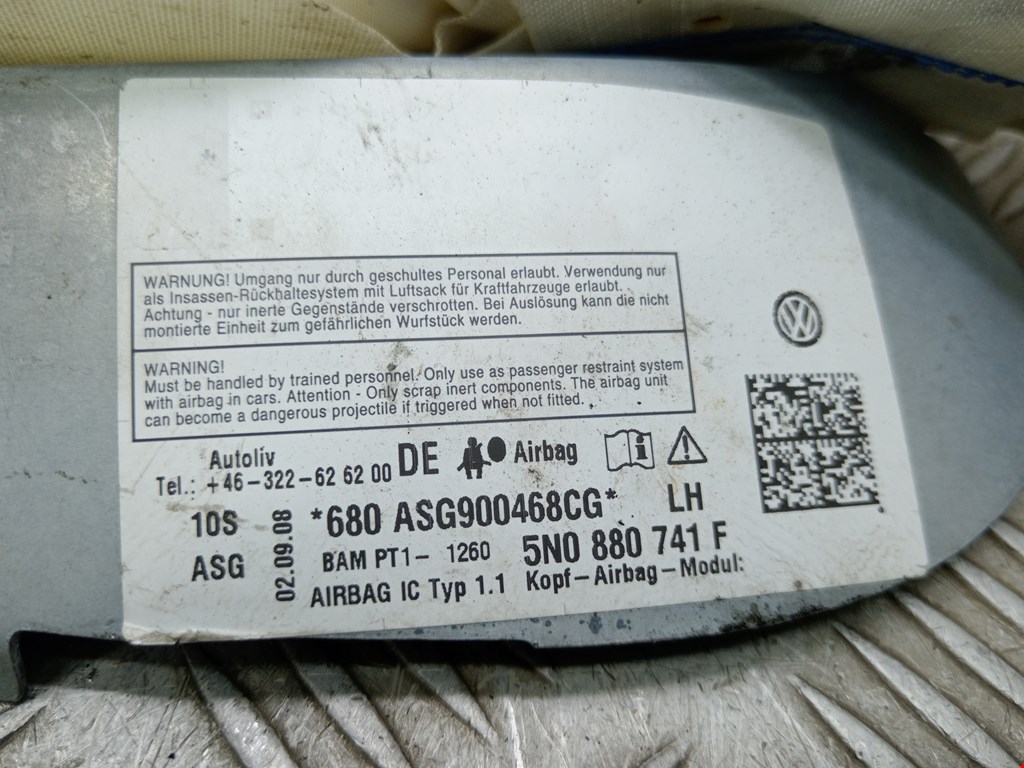 Подушка безопасности боковая (шторка) VOLKSWAGEN Tiguan 2007-2016