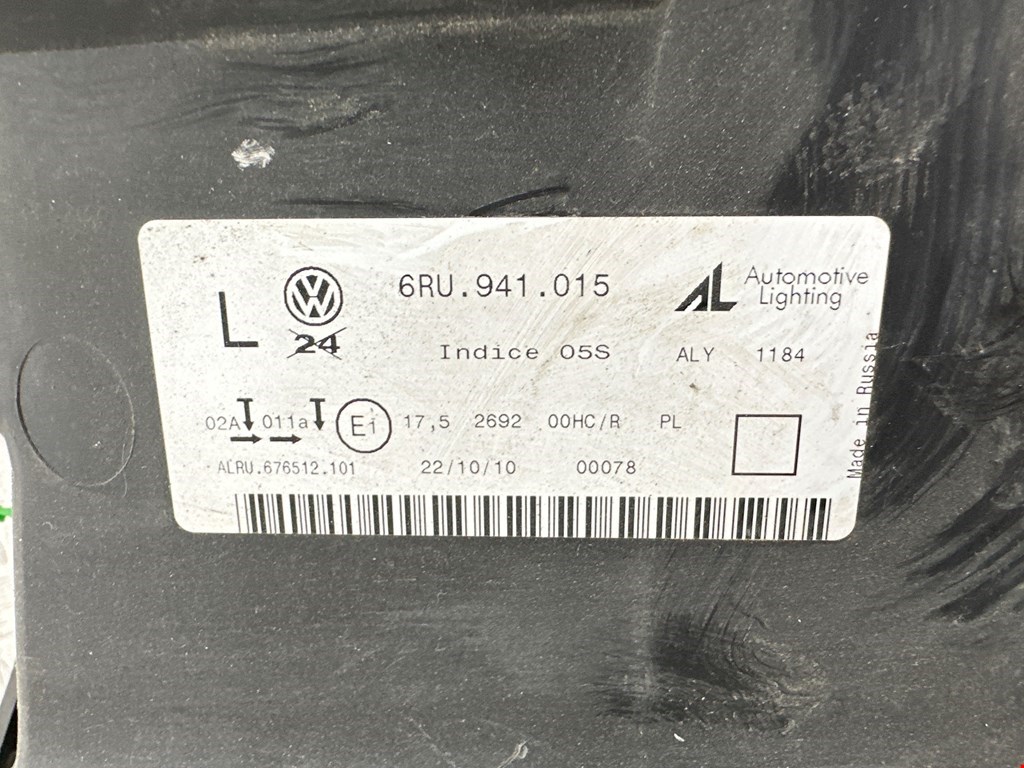 Фара левая VOLKSWAGEN Polo V Sed Rus 2011-2020