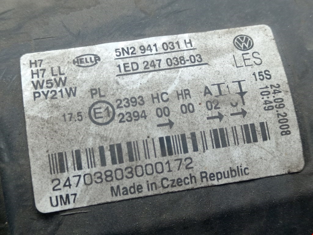 Фара левая VOLKSWAGEN Tiguan 2007-2016