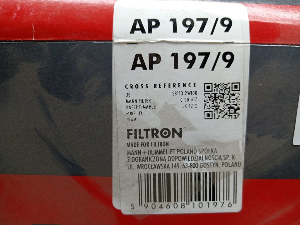 Фильтр воздушный KIA Sorento 2009-2021